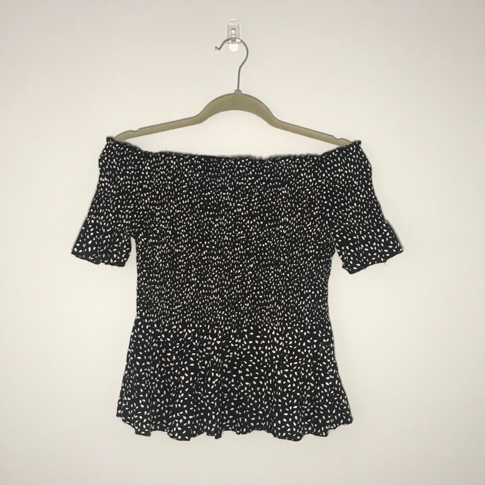 black and white japna off the shoulder top